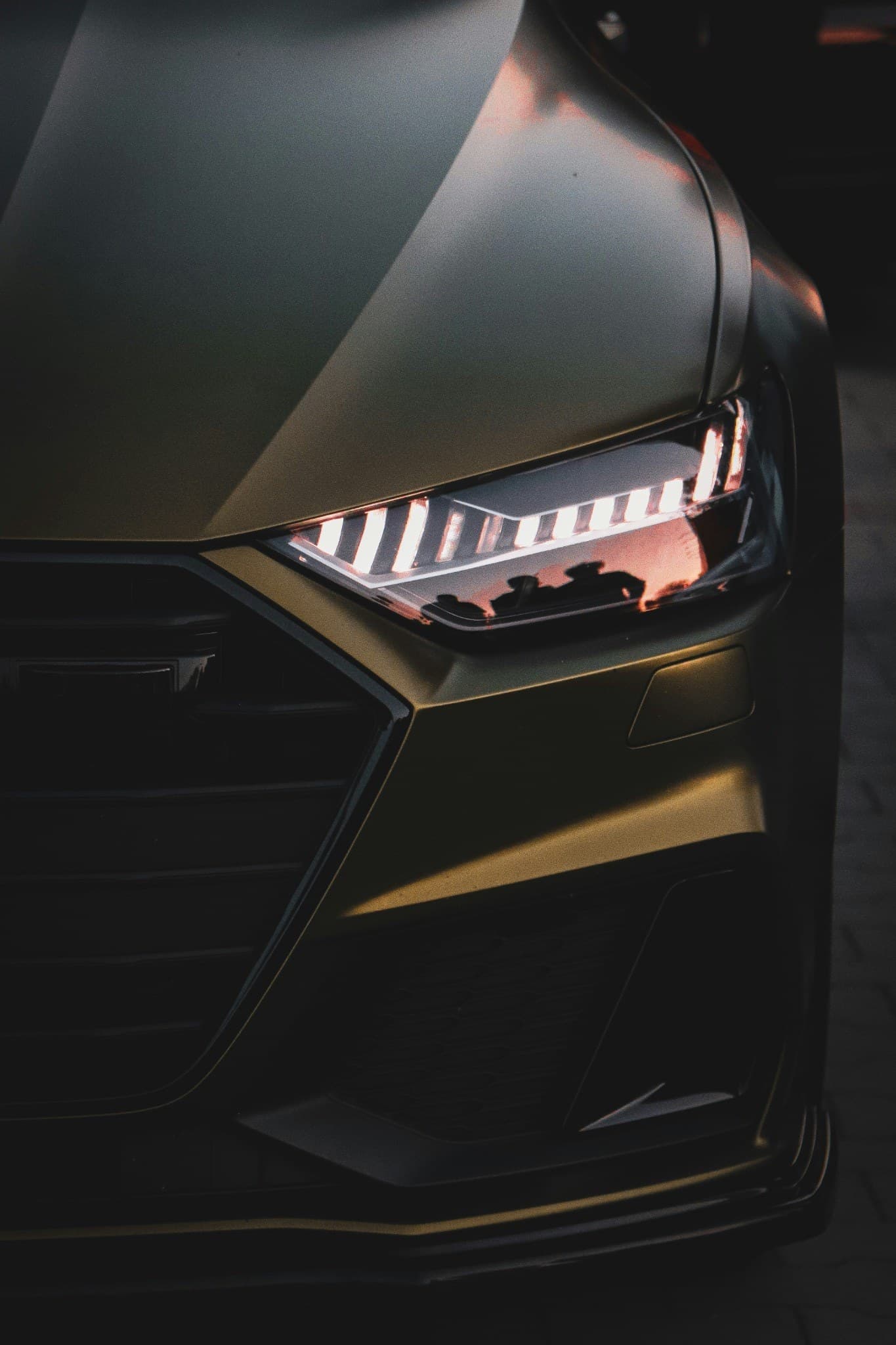 Close-up of a premium Audi headlight